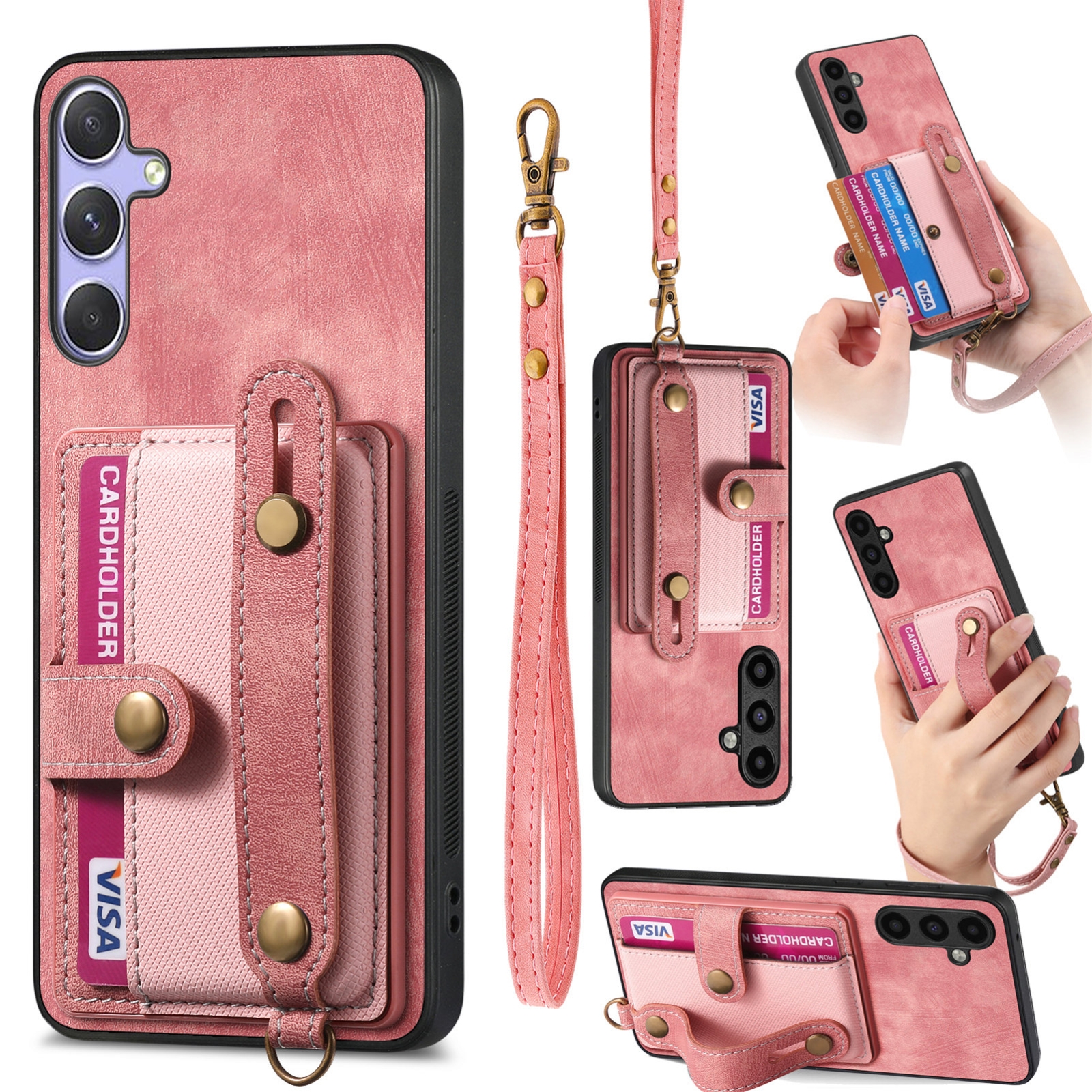 For Samsung Galaxy S25+ 5G Retro Cross Wristband Wallet Leather Back Phone Case(Pink) For Samsung Galaxy S25+ 5G Retro Cross Wristband Wallet Leather Back Phone Case(Pink)