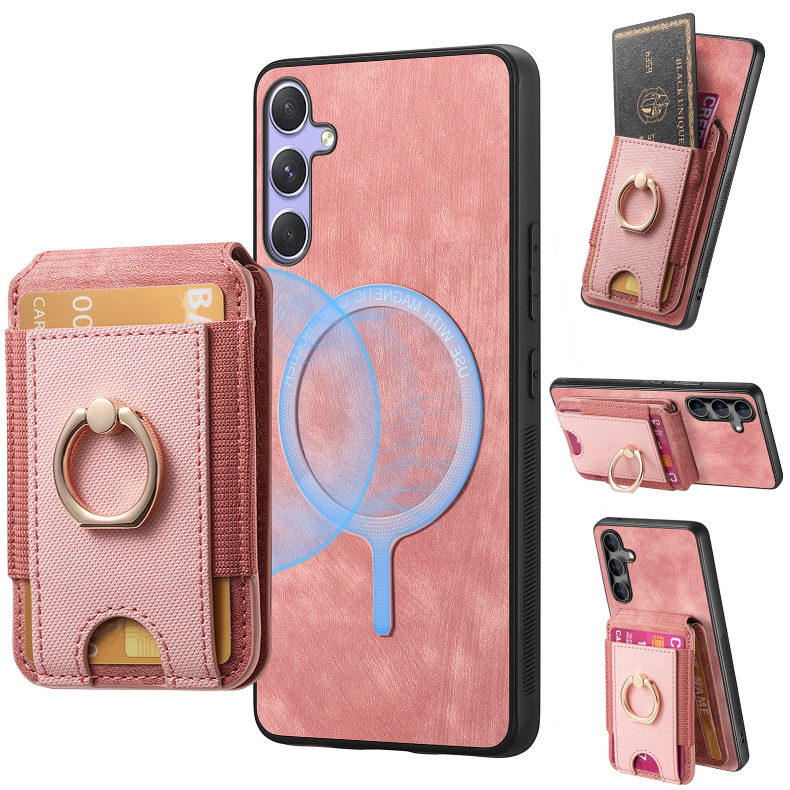 For Samsung Galaxy S25+ 5G Retro Splitable Magnetic Stand Card Bag Leather Phone Case(Pink) For Samsung Galaxy S25+ 5G Retro Splitable Magnetic Stand Card Bag Leather Phone Case(Pink)