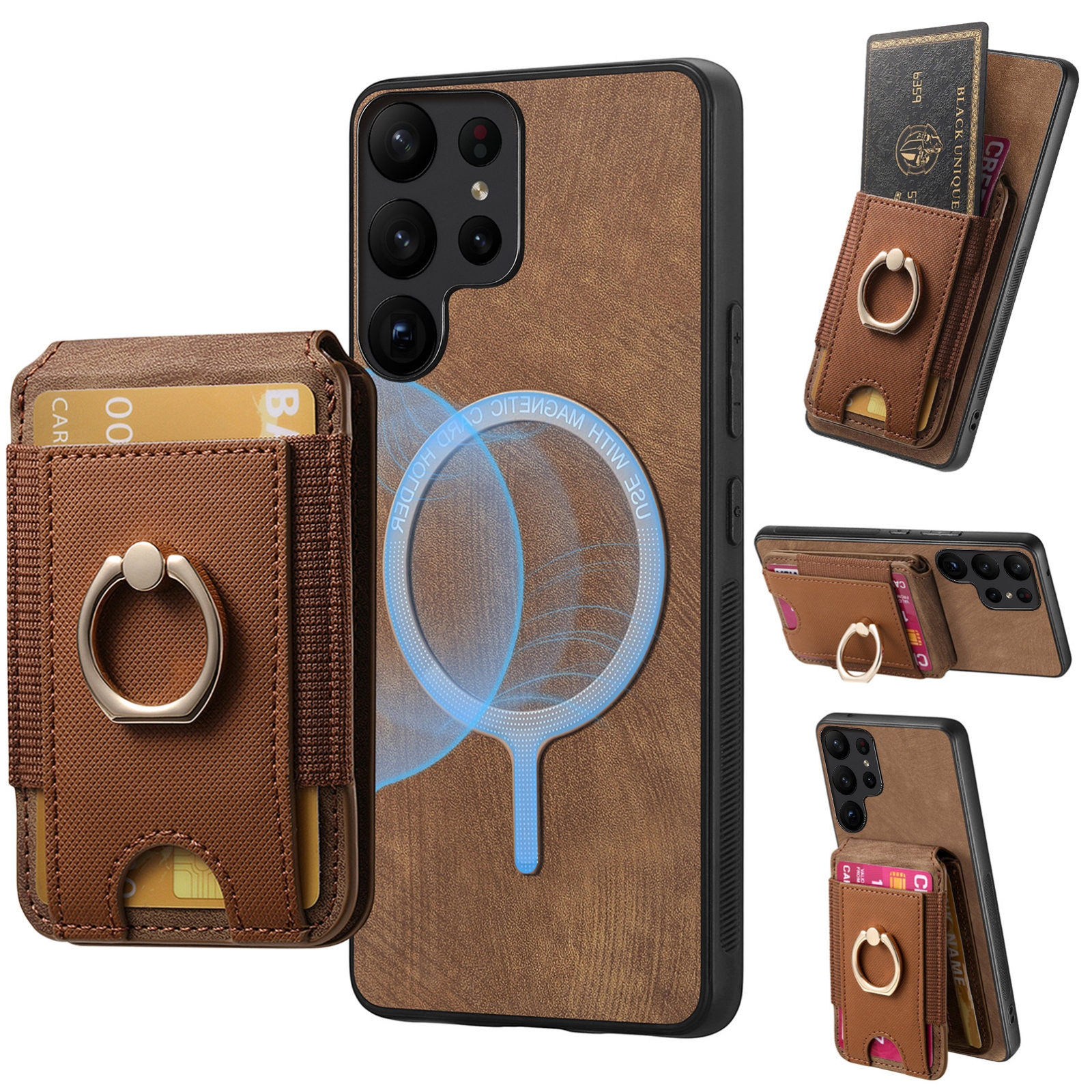 For Samsung Galaxy S24 Ultra 5G Retro Splitable Magnetic Stand Card Bag Leather Phone Case(Brown) For Samsung Galaxy S24 Ultra 5G Retro Splitable Magnetic Stand Card Bag Leather Phone Case(Brown)