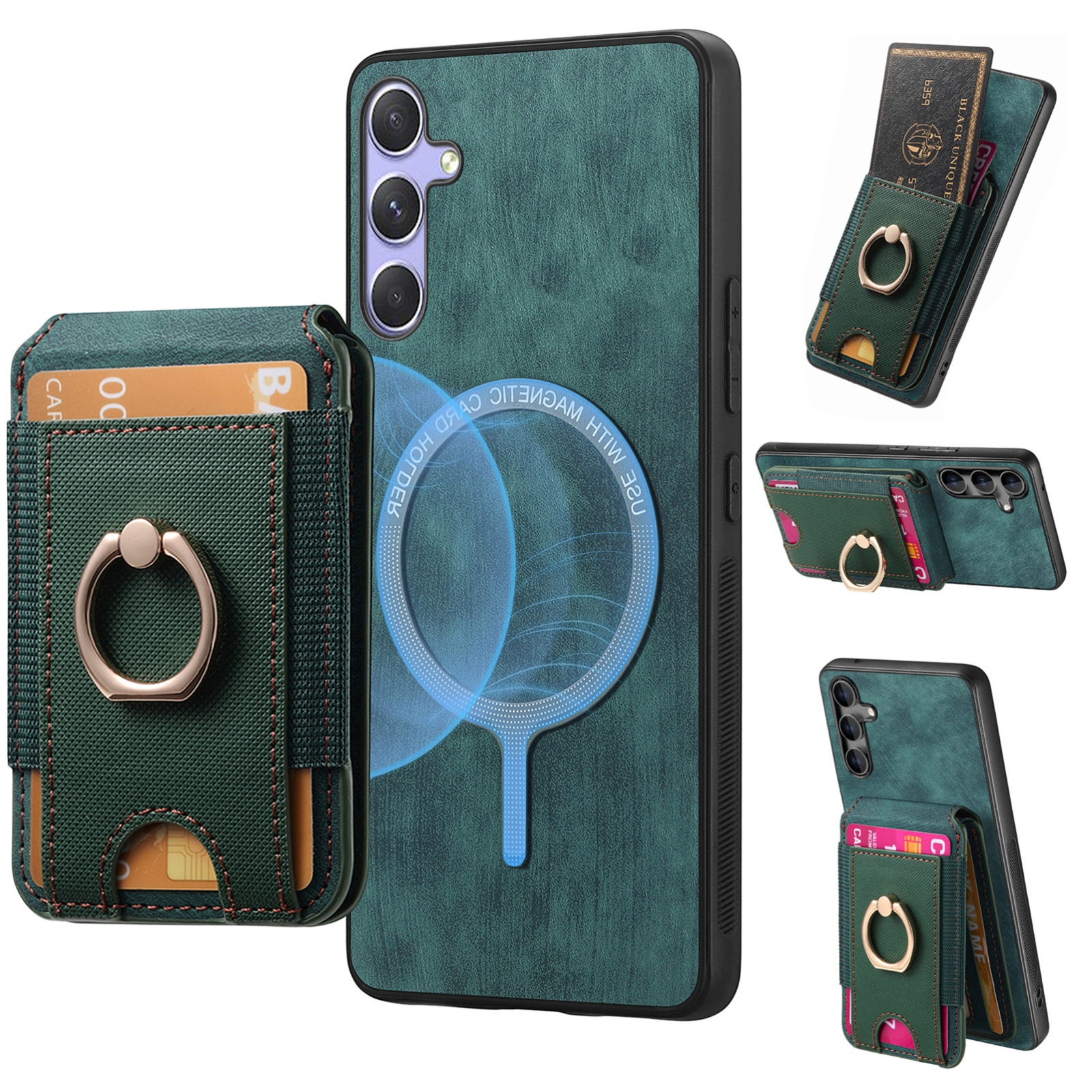 For Samsung Galaxy S24 5G Retro Splitable Magnetic Stand Card Bag Leather Phone Case(Green) For Samsung Galaxy S24 5G Retro Splitable Magnetic Stand Card Bag Leather Phone Case(Green)