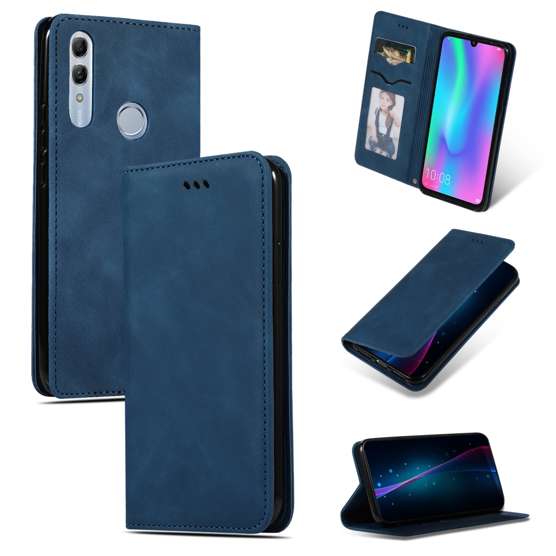 Retro Skin Feel Business Magnetic Horizontal Flip Leather Case for Huawei Honor 10 Lite / Honor 20 Lite / Honor 10i / Honor 20i(Navy Blue)