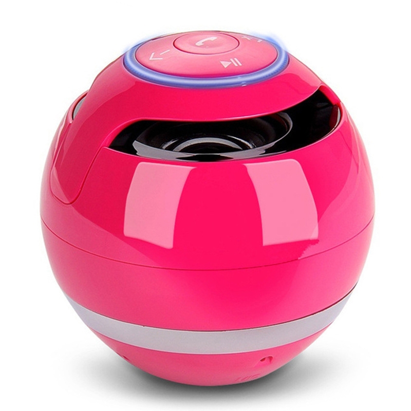 A18 Ball Bluetooth Speaker with LED Light Portable Wireless Mini Speaker Mobile Music MP3 Subwoofer Support TF (Pink)
