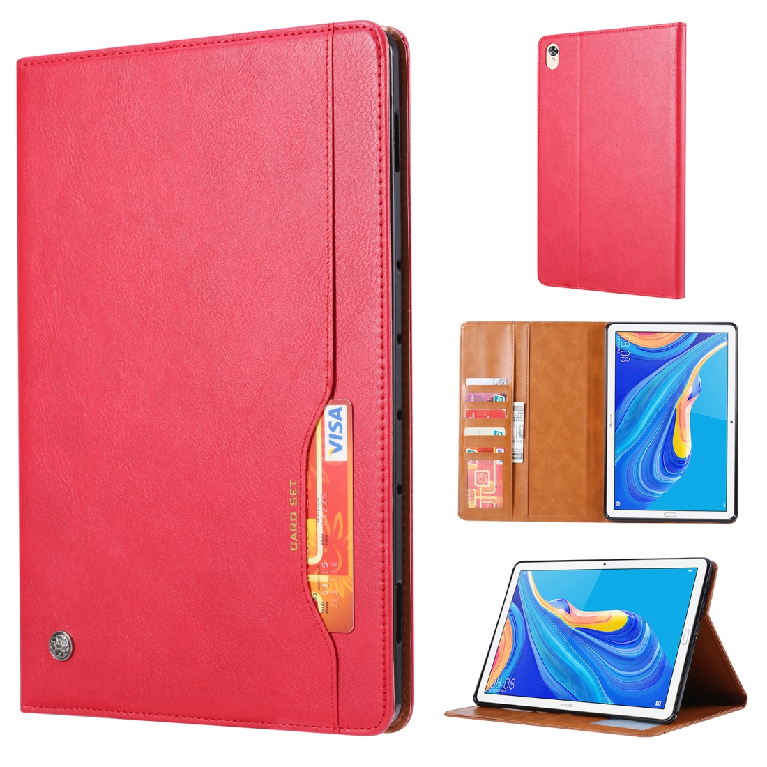 Knead Skin Texture Horizontal Flip Leather Case for Huawei MediaPad M6 8.4 2019, with Photo Frame & Holder & Card Slots & Wallet(Red)