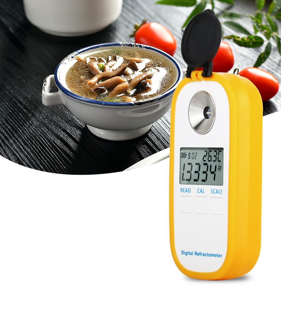 DR201 Digital Salt Refractometer Salinity Specific Gravity Meter 0~28% Refractometer Food Salt Content Tester Sodium Chloride NaCl