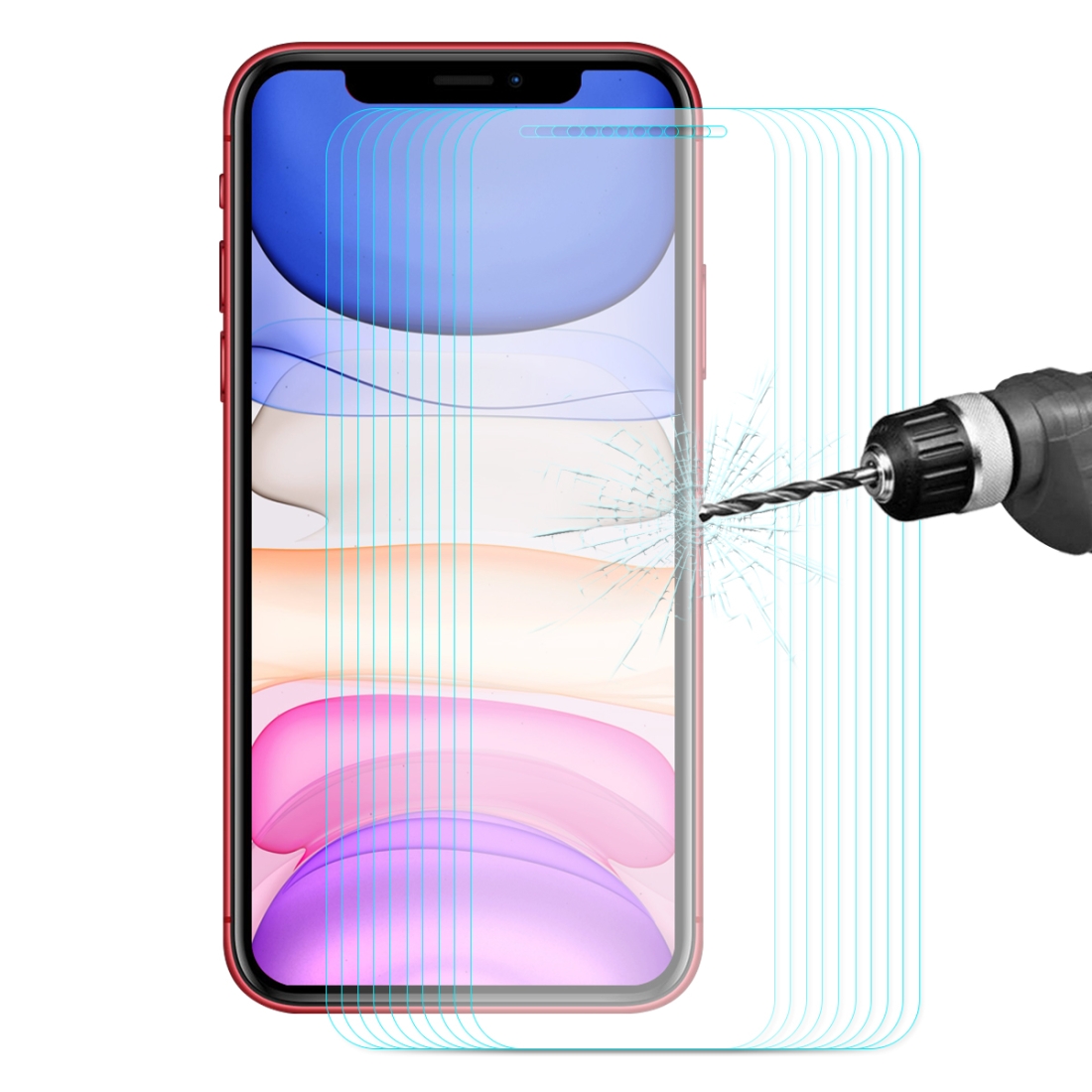 For iPhone 11 / XR / XR 10pcs ENKAY Hat-prince 0.26mm 9H 2.5D Curved Edge Tempered Glass Film