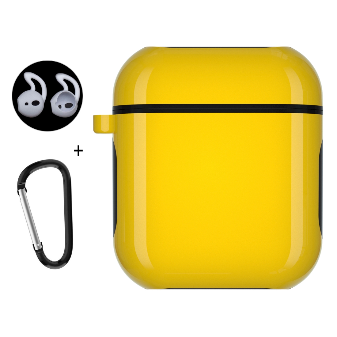 ENKAY Hat-Prince for Apple AirPods 1 / 2 Wireless Earphone PC Hard Protective Case with Carabiner and A Pair of Earplug(Yellow) ENKAY Hat-Prince for Apple AirPods 1 / 2 Wireless Earphone PC Hard Protective Case with Carabiner and A Pair of Earplug(Yellow)