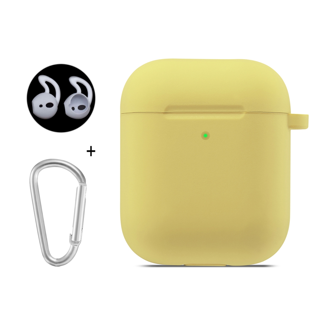 ENKAY Hat-Prince for Apple AirPods 1 / 2 Wireless Earphone Silicone Soft Protective Case with Carabiner and A Pair of Earplug(Yellow) ENKAY Hat-Prince for Apple AirPods 1 / 2 Wireless Earphone Silicone Soft Protective Case with Carabiner and A Pair of Earplug(Yellow)