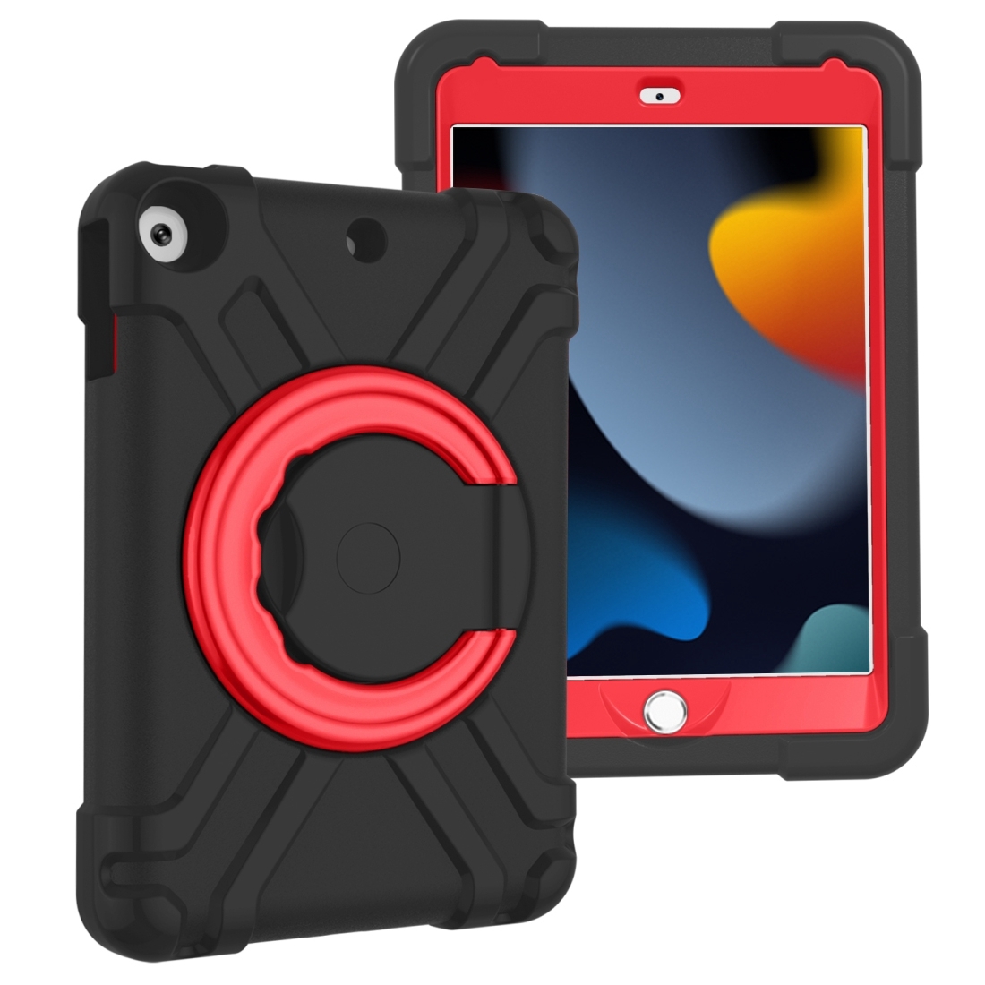 For iPad 10.2 EVA + PC Flat Protective Shell with 360 ° Rotating Bracket(Black+Red) For iPad 10.2 EVA + PC Flat Protective Shell with 360 ° Rotating Bracket(Black+Red)