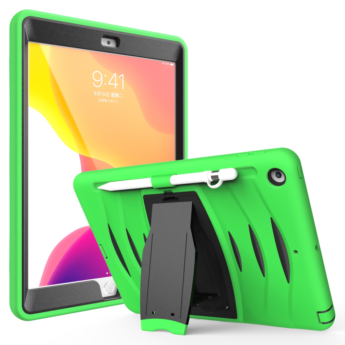 For iPad 10.5 2019 360 Degree Rotation PC + Silicone Protective Case with Holder & Hand-strap(Light Green) For iPad 10.5 2019 360 Degree Rotation PC + Silicone Protective Case with Holder & Hand-strap(Light Green)