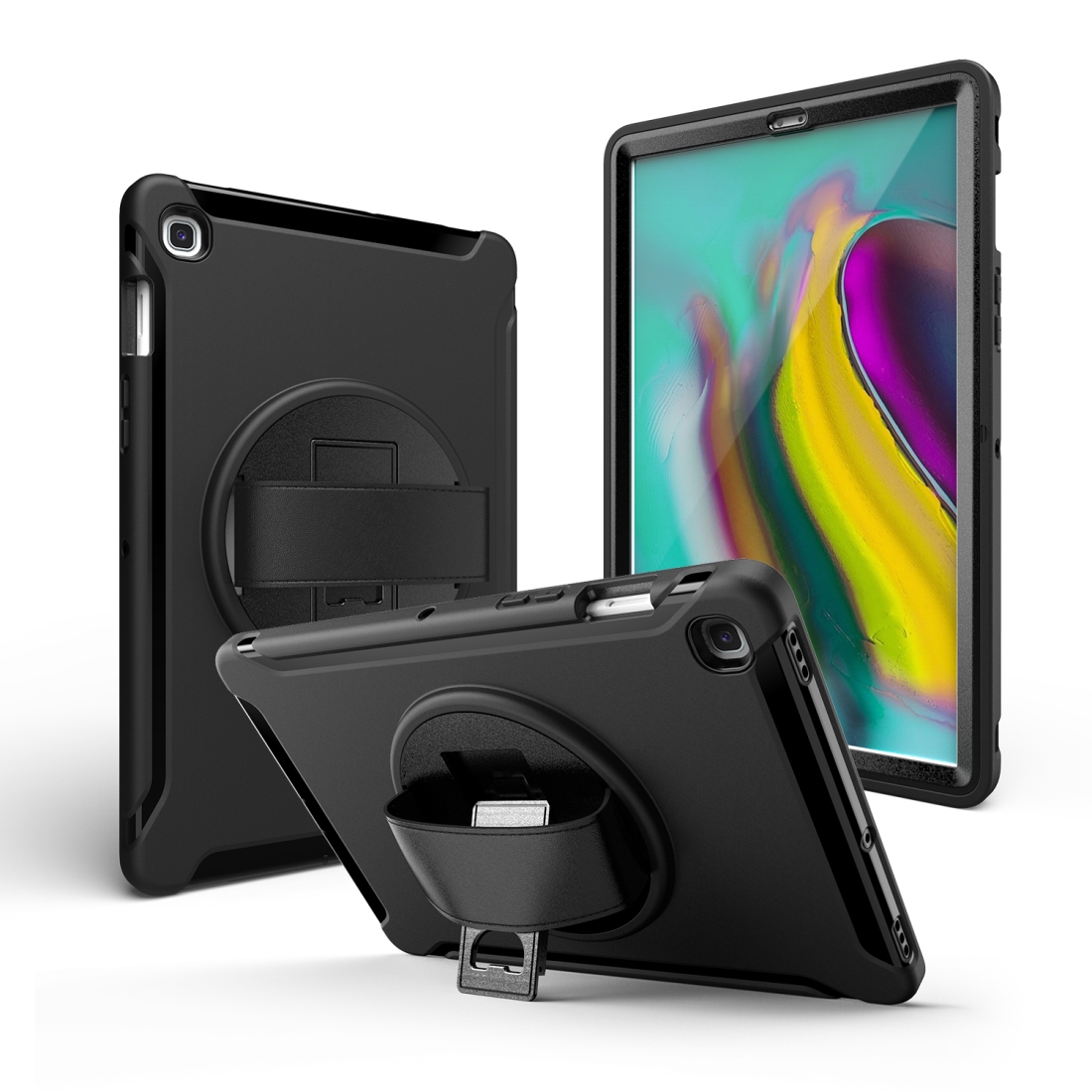 For iPad 10.2 2019 360 Degree Rotation PC + Silicone Protective Case with Holder & Hand-strap(Black) For iPad 10.2 2019 360 Degree Rotation PC + Silicone Protective Case with Holder & Hand-strap(Black)