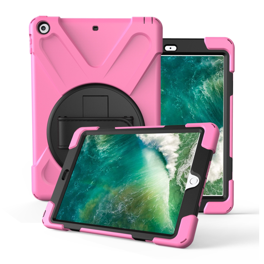 For iPad Pro10.5 / Air 10.5 2019 360 Degree Rotation PC + Silicone Protective Case with Holder & Hand-strap(Pink) For iPad Pro10.5 / Air 10.5 2019 360 Degree Rotation PC + Silicone Protective Case with Holder & Hand-strap(Pink)