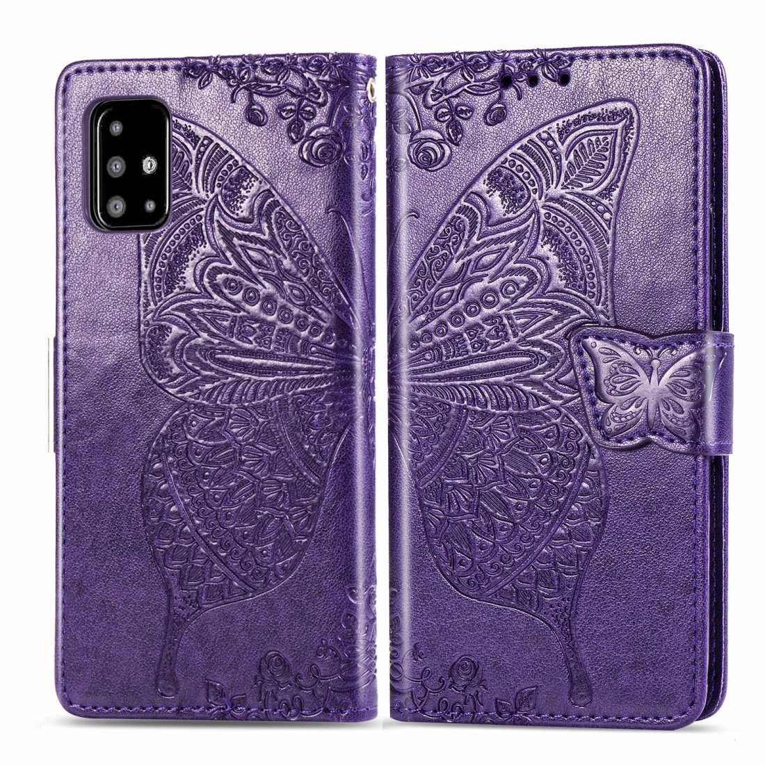 For Galaxy A71 Butterfly Love Flower Embossed Horizontal Flip Leather Case with Bracket / Card Slot / Wallet / Lanyard(Dark Purple) For Galaxy A71 Butterfly Love Flower Embossed Horizontal Flip Leather Case with Bracket / Card Slot / Wallet / Lanyard(Dark Purple)