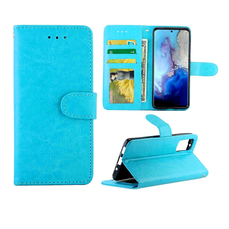 For Galaxy S20 Crazy Horse Texture Leather Horizontal Flip Protective Case with Holder & Card Slots & Wallet & Photo Frame(Baby Blue)