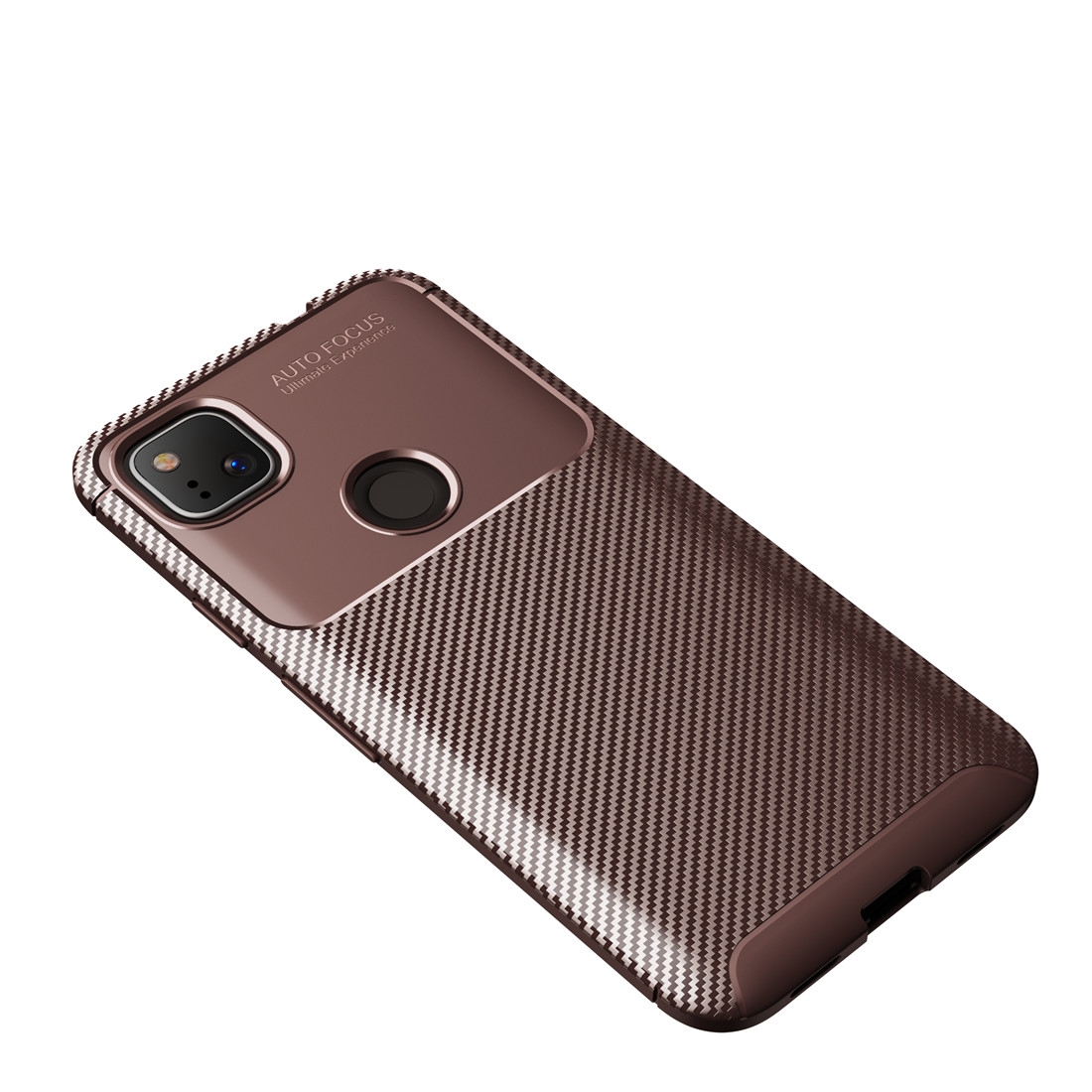 For Goolge Pixel 4a Beetle Series Carbon Fiber Texture Shockproof TPU Case(Brown)