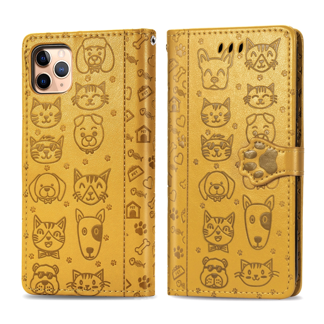 For iPhone 11 Pro Max Cute Cat and Dog Embossed Horizontal Flip PU Leather Case with Holder / Card Slot / Wallet / Lanyard(Yellow) For iPhone 11 Pro Max Cute Cat and Dog Embossed Horizontal Flip PU Leather Case with Holder / Card Slot / Wallet / Lanyard(Yellow)