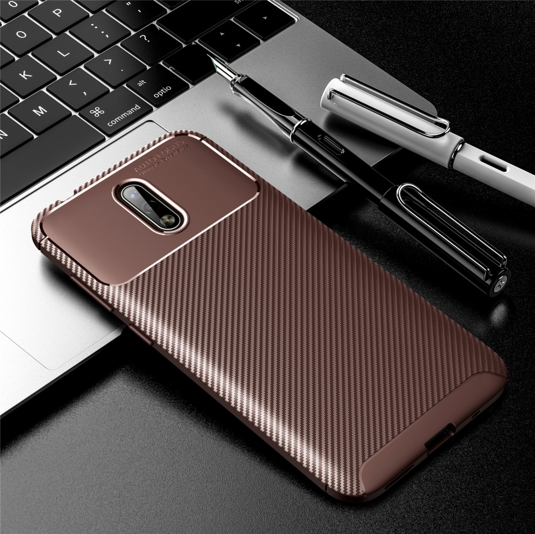 For NOKIA 2.3  Carbon Fiber Texture Shockproof TPU Case(Brown)