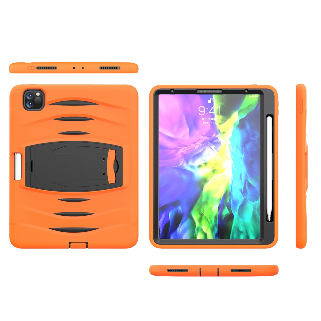 For iPad Pro 11 inch (2020) 3-Layer Plastic + Rubber Armor Defender Protection ShockProof Heavy Duty Rugged Protective Tablet Case with Holder & Pen Slot(Orange) For iPad Pro 11 inch (2020) 3-Layer Plastic + Rubber Armor Defender Protection ShockProof Heavy Duty Rugged Protective Tablet Case with Holder & Pen Slot(Orange)