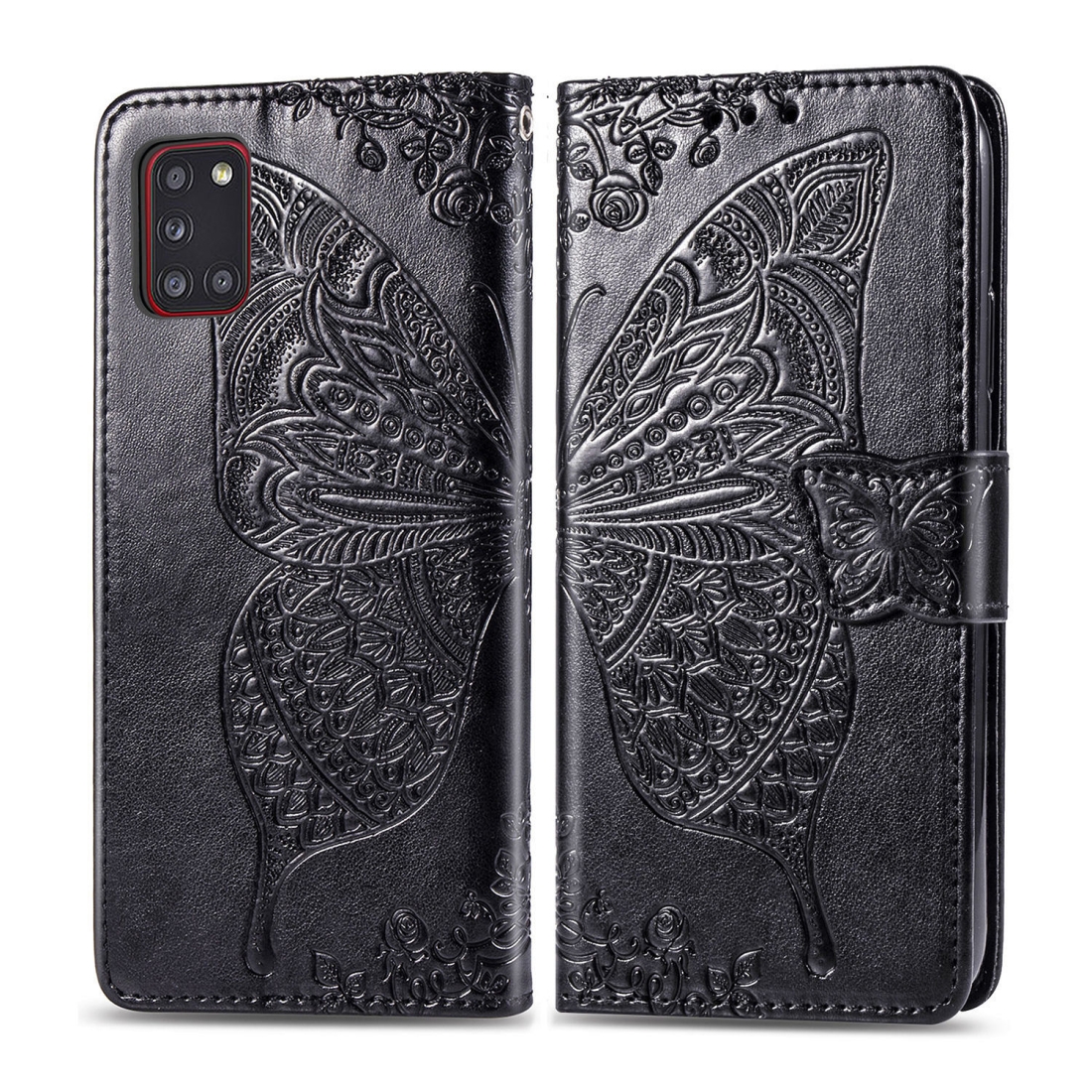 For Galaxy A31 Butterfly Love Flower Embossed Horizontal Flip Leather Case with Bracket / Card Slot / Wallet / Lanyard(Black) For Galaxy A31 Butterfly Love Flower Embossed Horizontal Flip Leather Case with Bracket / Card Slot / Wallet / Lanyard(Black)