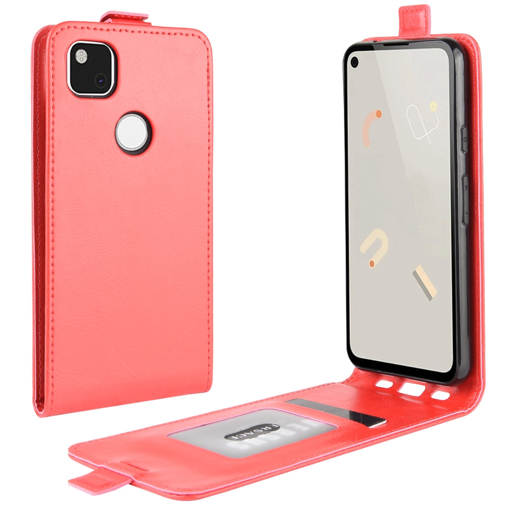 For Google Pixel 4a R64 Texture Single Vertical Flip Leather Protective Case with Card Slots & Photo Frame(Red)