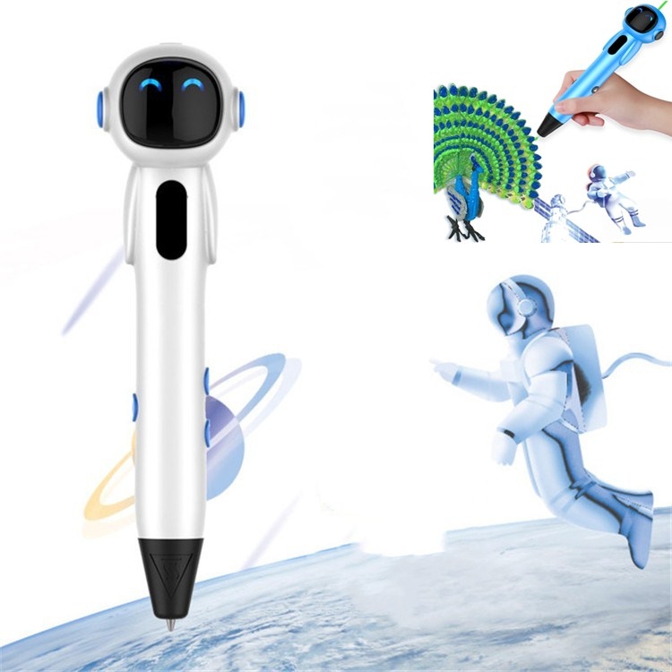 Astronaut 3D Printing Pen Low Temperature Intelligent Wireless Stereo Graffiti Painting Children 3D Brush, Battery Capacity:1000 mAH(White)