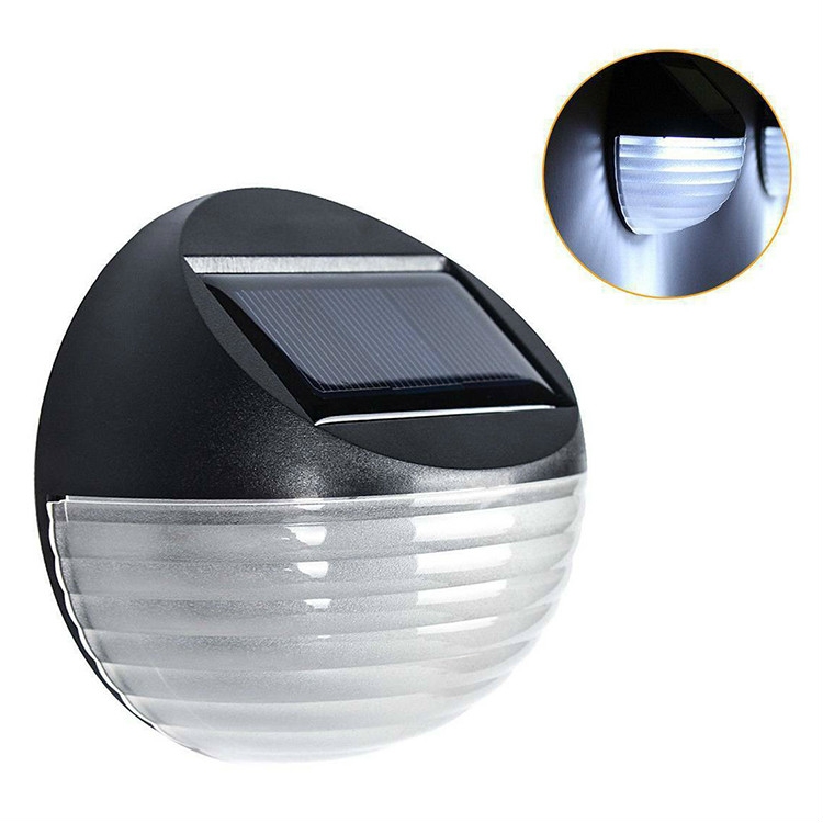 2 PCS Solar Power Light Sensor 6 Energy Saving Lamp LED Wall Light Outdoor Garden Fence Waterproof Lamp Night Light(White)