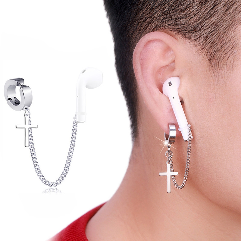 10 PCS A00114 Wireless Bluetooth Headset Anti-lost Titanium Steel Non-fading Earrings, Style:Ear Clip Cross 10 PCS A00114 Wireless Bluetooth Headset Anti-lost Titanium Steel Non-fading Earrings, Style:Ear Clip Cross