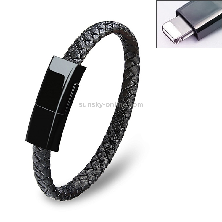 Bsolli 2553 8 Pin Port PU Leather Braided Single Wire Data Cable Bracelet, Suitable for Hand Circumference: 15.6-16cm, Length: 20cm Bsolli 2553 8 Pin Port PU Leather Braided Single Wire Data Cable Bracelet, Suitable for Hand Circumference: 15.6-16cm, Length: 20cm