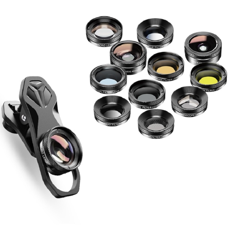 APEXEL APL-DG11 11 in 1 Multifunctional Fisheye Wide-angle Macro Polarized Starlight Gradient Filter Set Universal Mobile Phone Lens Set APEXEL APL-DG11 11 in 1 Multifunctional Fisheye Wide-angle Macro Polarized Starlight Gradient Filter Set Universal Mobile Phone Lens Set