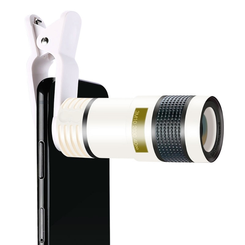 12X Telephoto Telescope Camera Zoom Mobile Phone External Lens(White) 12X Telephoto Telescope Camera Zoom Mobile Phone External Lens(White)