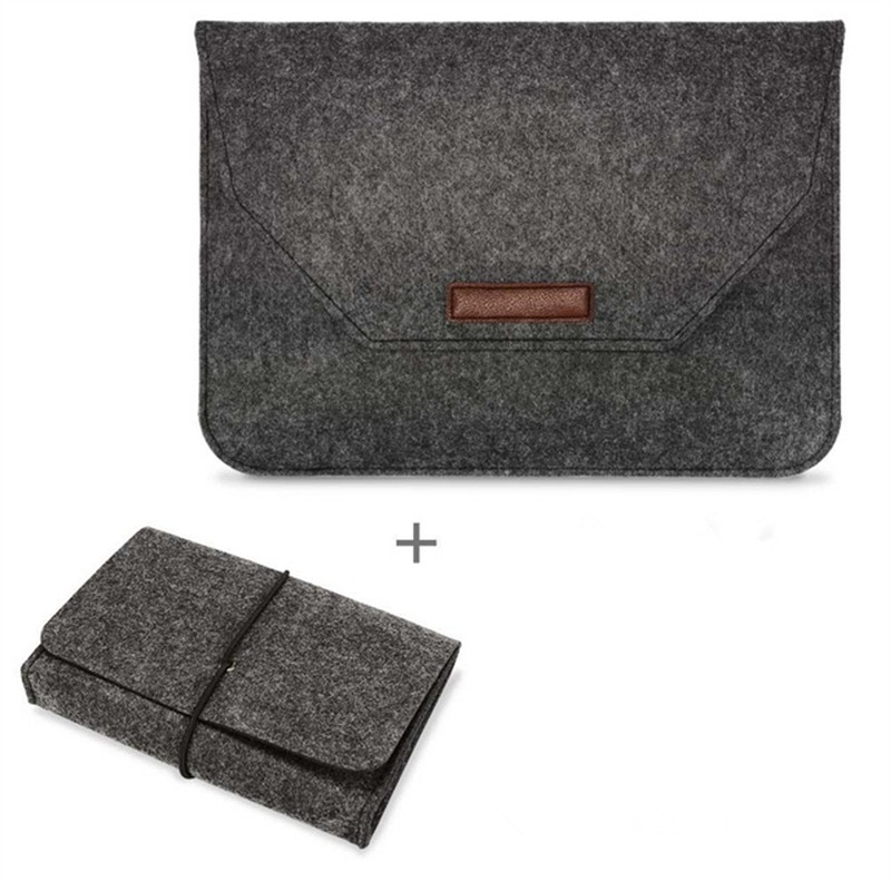 Portable Air Permeable Felt Sleeve Bag for MacBook Laptop, with Power Storage Bag, Size:11 inch(Black) Portable Air Permeable Felt Sleeve Bag for MacBook Laptop, with Power Storage Bag, Size:11 inch(Black)