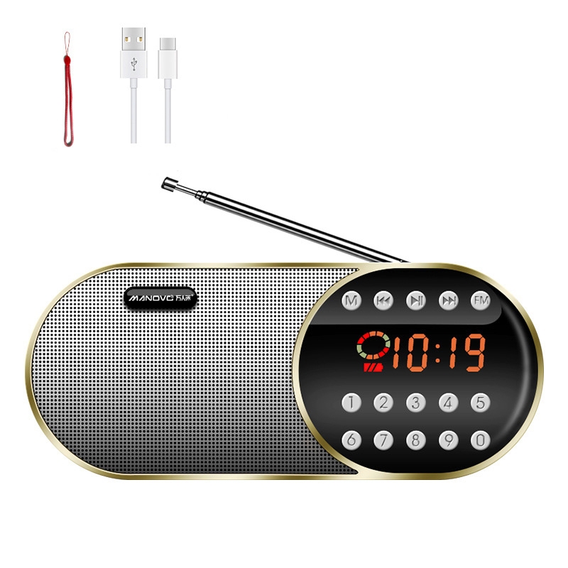 MANOVO F1 Card Audio Outdoor Portable Time Display Player Bluetooth Speaker with Lighting Function(Golden) MANOVO F1 Card Audio Outdoor Portable Time Display Player Bluetooth Speaker with Lighting Function(Golden)