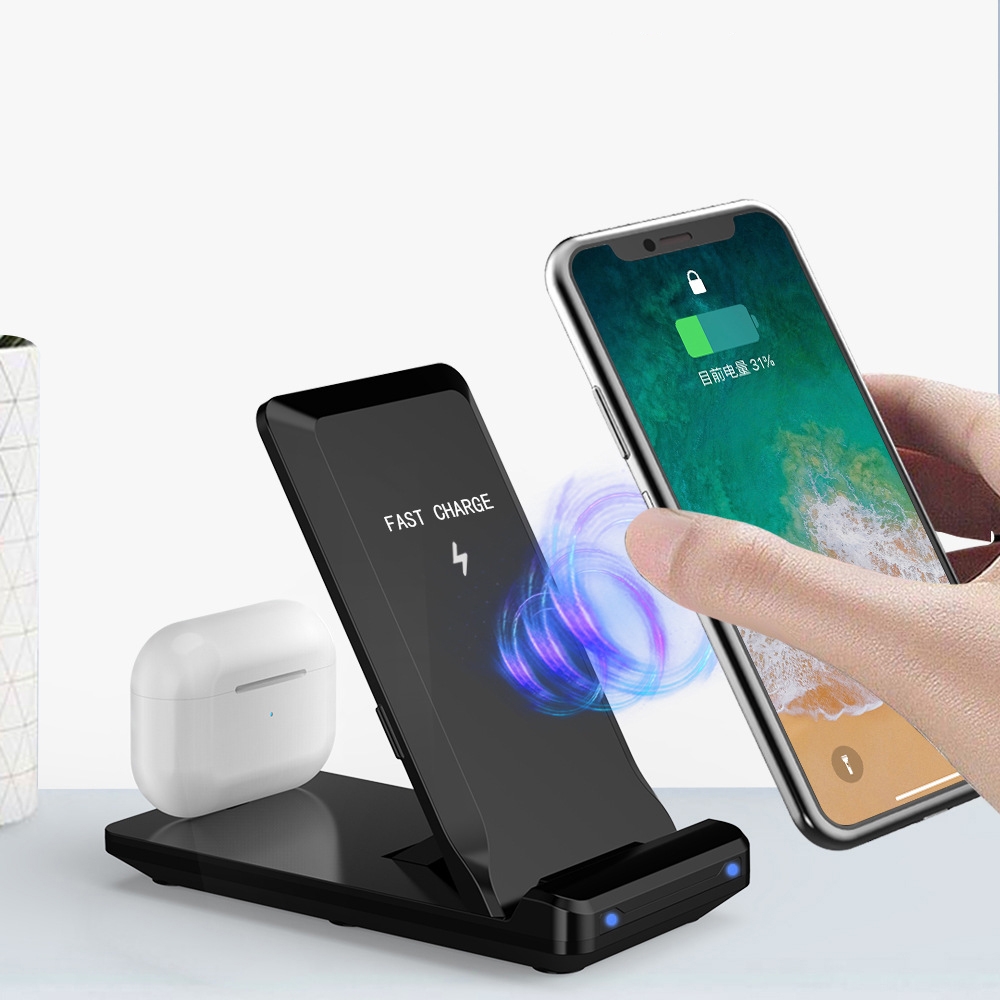 H16 15W 2 In 1 Portable Folding Wireless Charging Mobile Phone Holder for iPhone, AirPods and other Android phones H16 15W 2 In 1 Portable Folding Wireless Charging Mobile Phone Holder for iPhone, AirPods and other Android phones