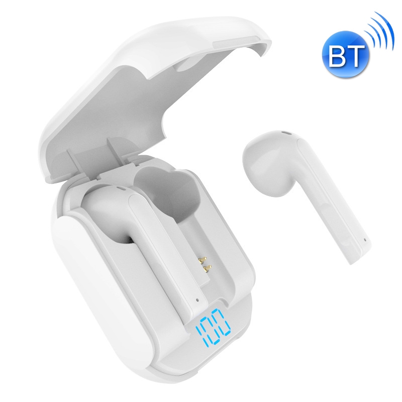JC-16 TWS Noise Cancelling Semi-In-Ear Digital Sports Mini Wireless Bluetooth Earphone(White)