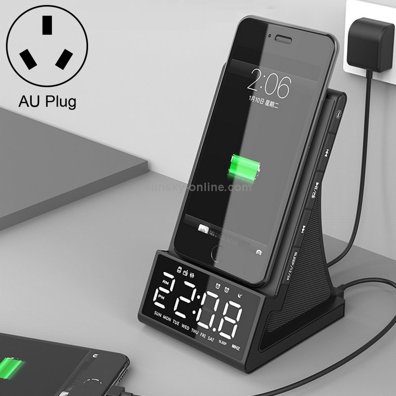 X7 Multifunctional Wireless Charging Bluetooth Speaker with Alarm Clock & Radio & Remote Control, Specification: AU Plug X7 Multifunctional Wireless Charging Bluetooth Speaker with Alarm Clock & Radio & Remote Control, Specification: AU Plug