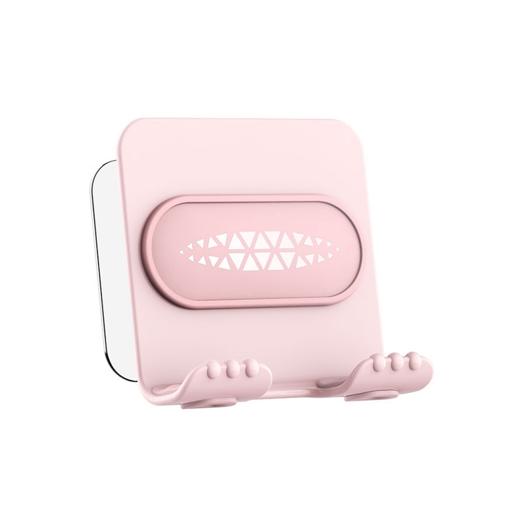 2 PCS Wall-Mounted Mobile Phone Holder Creative Sticking Multifunctional Storage Rack, Colour: Plastic Pink  B31