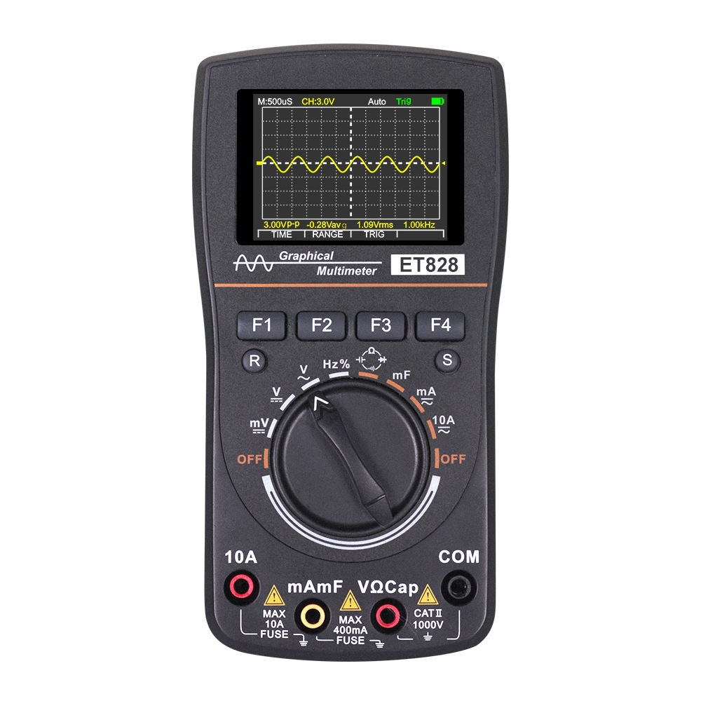 ET828 2 In 1 2 In 1 Oscilloscope Multimeter 2.4 Inch Color Screen Meter Digital Resistance Frequency Tester 1MHz 2.5Msps Meter