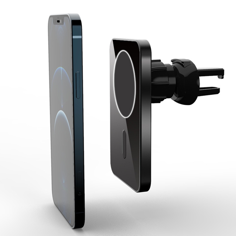 N19 15W Magsafe Magnetic Car Wireless Charger Bracket Metal Car Air Outlet / Suction Cup Bracket With LED Ambient Light For IPhone 12 Series(Black) N19 15W Magsafe Magnetic Car Wireless Charger Bracket Metal Car Air Outlet / Suction Cup Bracket With LED Ambient Light For IPhone 12 Series(Black)