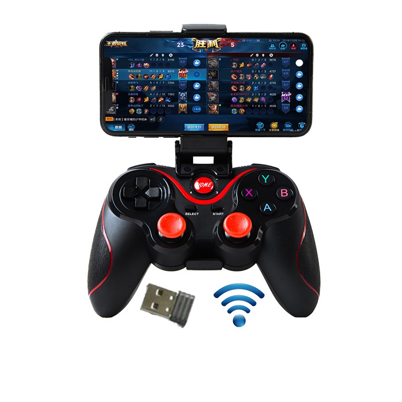 S6 Wireless Bluetooth Game Controller Handle With Bracket & Receiver For Android / IOS / PC S6 Wireless Bluetooth Game Controller Handle With Bracket & Receiver For Android / IOS / PC
