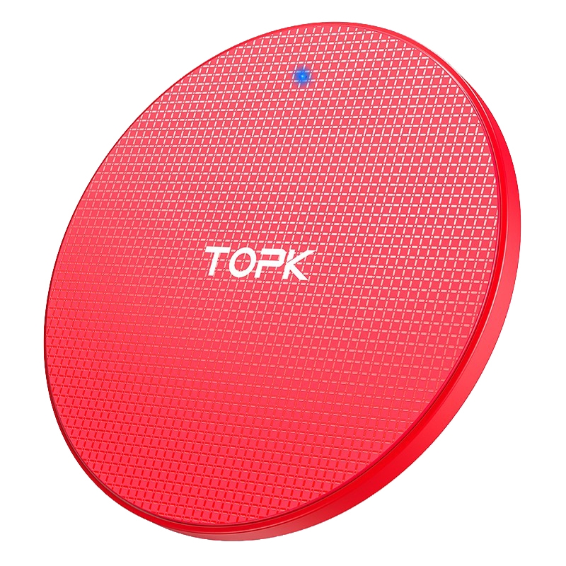 TOPK B01W 10W / 7.5W / 5W Grid Mobile Phone Wireless Charger, Colour: Red + 1m Cable TOPK B01W 10W / 7.5W / 5W Grid Mobile Phone Wireless Charger, Colour: Red + 1m Cable