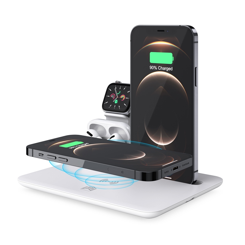 HQ-UD17 4 in 1 Wireless Charger Phone Holder Charging Base for Smart Phones, iWatch, AirPods (White) HQ-UD17 4 in 1 Wireless Charger Phone Holder Charging Base for Smart Phones, iWatch, AirPods (White)