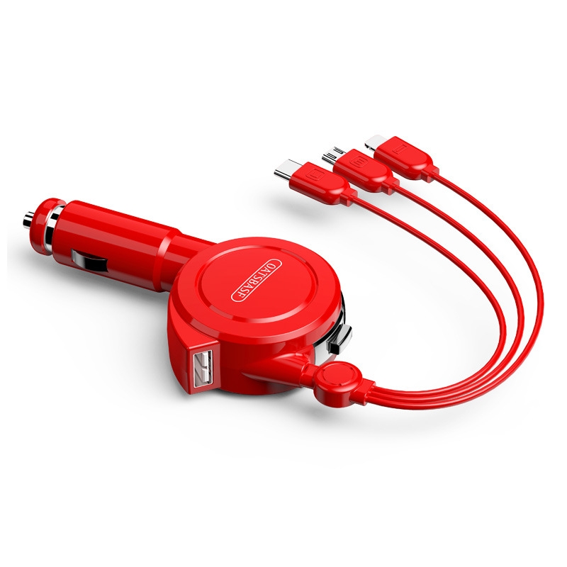 Oatsbasf 3 in 1 Multifunctional Car Charger Data Cable, Colour: 1M(Red) Oatsbasf 3 in 1 Multifunctional Car Charger Data Cable, Colour: 1M(Red)