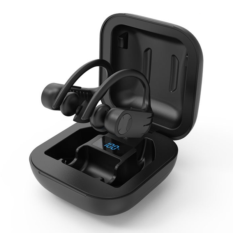 B1 TWS Ear-mounted Bluetooth 5.0 Headset Sports Sweat-Proof Wireless Headphones, Style: Black with LED Display B1 TWS Ear-mounted Bluetooth 5.0 Headset Sports Sweat-Proof Wireless Headphones, Style: Black with LED Display