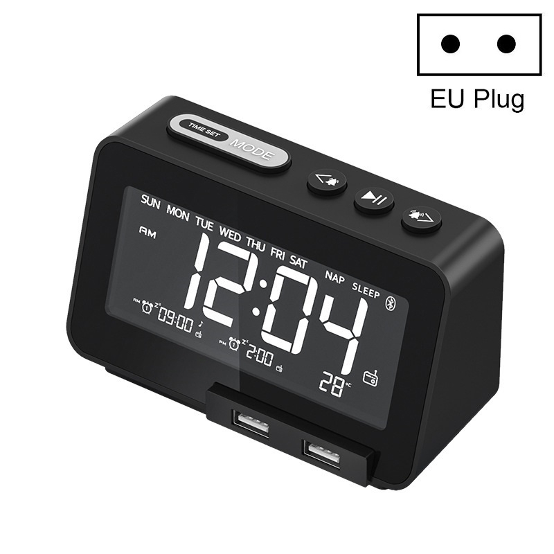 K5 Wireless Bluetooth Speaker Desktop Alarm Clock Radio, Specification: EU Plug(Black) K5 Wireless Bluetooth Speaker Desktop Alarm Clock Radio, Specification: EU Plug(Black)