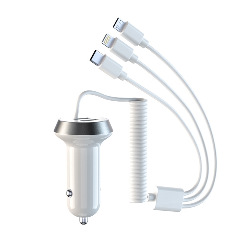 R3XK 1 In 3 Digital Display Car Charger QC3.0 Fast Charging Multifunctional Cigarette Lighter, Model: 40W(White) R3XK 1 In 3 Digital Display Car Charger QC3.0 Fast Charging Multifunctional Cigarette Lighter, Model: 40W(White)