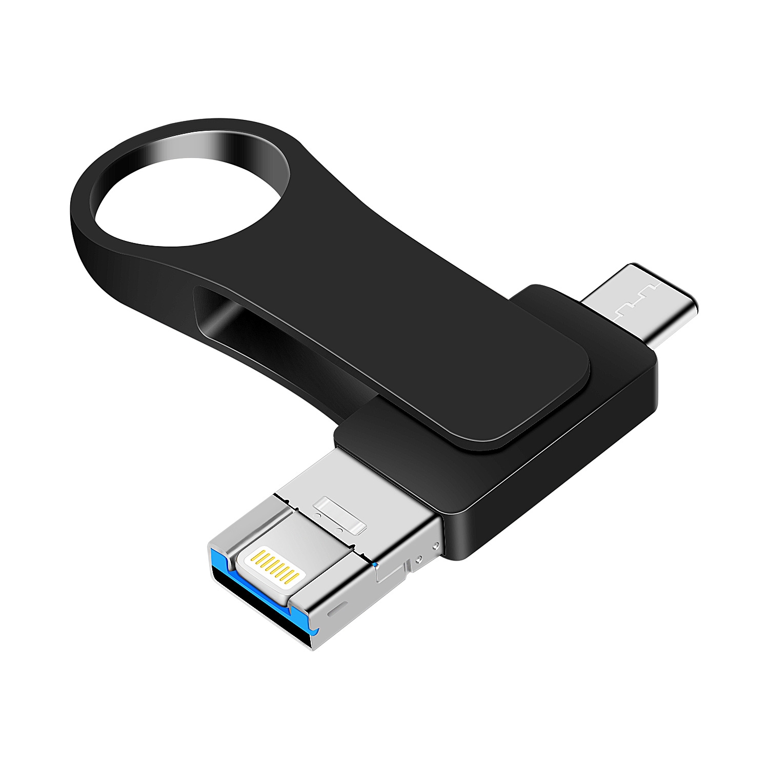8GB USB 3.0 + 8 Pin + USB-C / Type-C 3 in 1 Mobile Computer Metal U-Disk(Black) 8GB USB 3.0 + 8 Pin + USB-C / Type-C 3 in 1 Mobile Computer Metal U-Disk(Black)