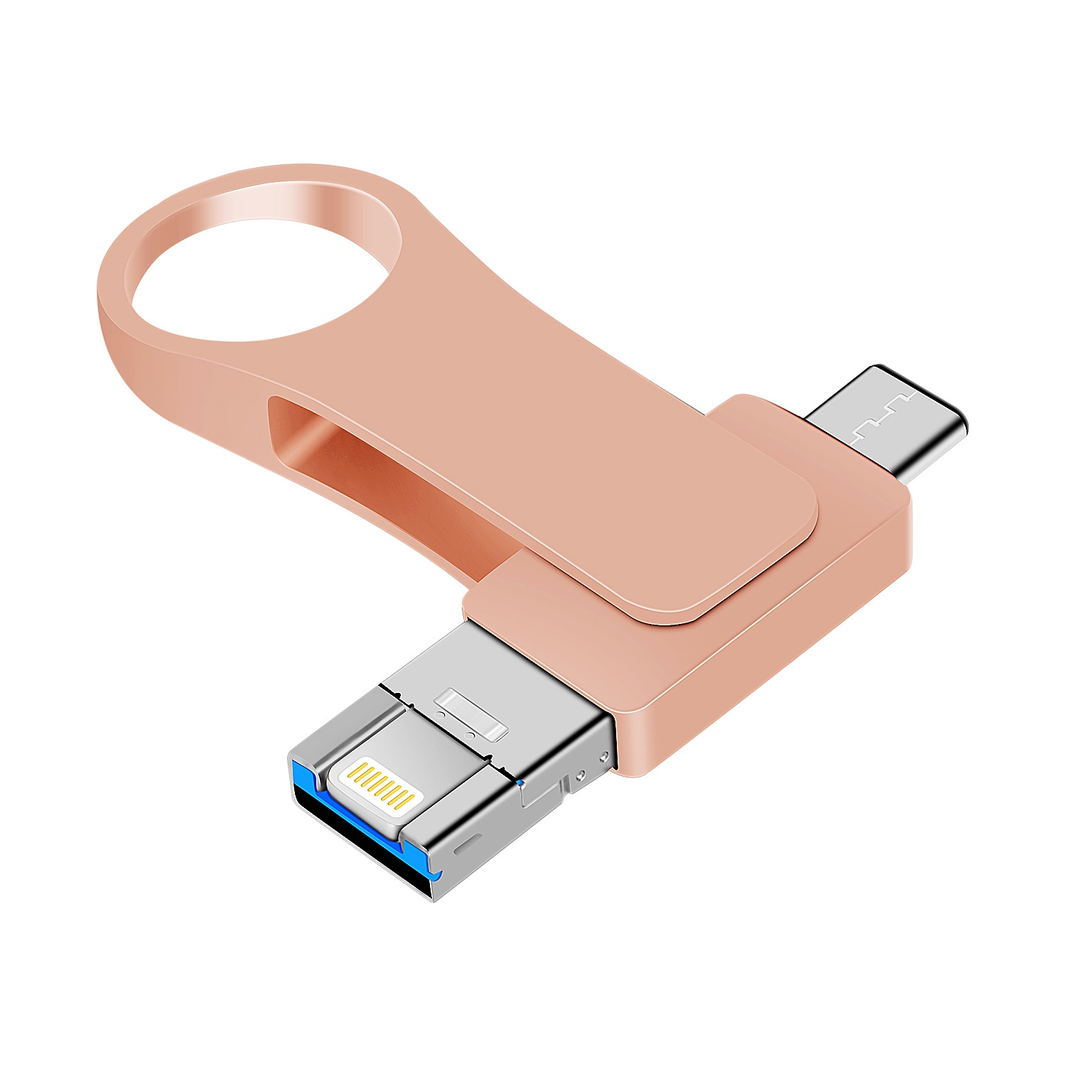 64GB USB 3.0 + 8 Pin + USB-C / Type-C 3 in 1 Mobile Computer Metal U-Disk(Pink) 64GB USB 3.0 + 8 Pin + USB-C / Type-C 3 in 1 Mobile Computer Metal U-Disk(Pink)
