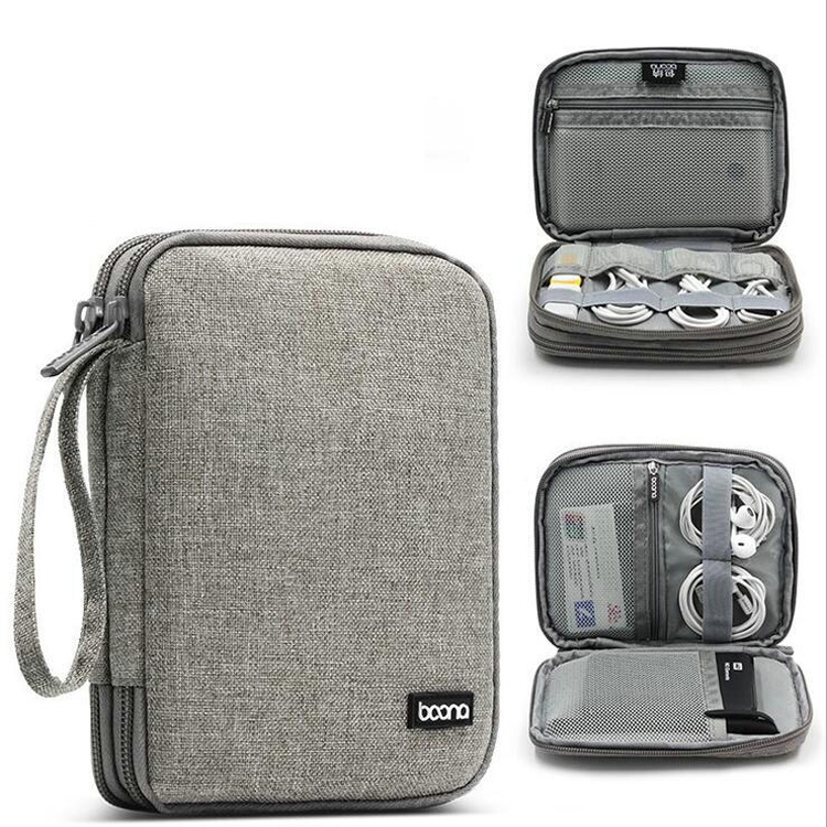 Baona BN-D004 Double-layer Data Cable Storage Bag Digital Accessories Finishing Bag(Grey) Baona BN-D004 Double-layer Data Cable Storage Bag Digital Accessories Finishing Bag(Grey)