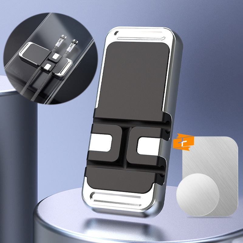 S15 Magnetic Aluminum Alloy Bracket Data Cable Storage Sticker Car Phone Holder(Silver) S15 Magnetic Aluminum Alloy Bracket Data Cable Storage Sticker Car Phone Holder(Silver)