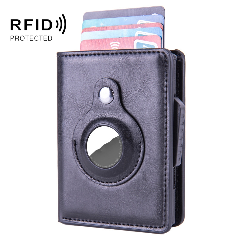 RFID Automatic Pop-Up Card Holder Multi-Function Locator Wallet For AirTag(Black) RFID Automatic Pop-Up Card Holder Multi-Function Locator Wallet For AirTag(Black)