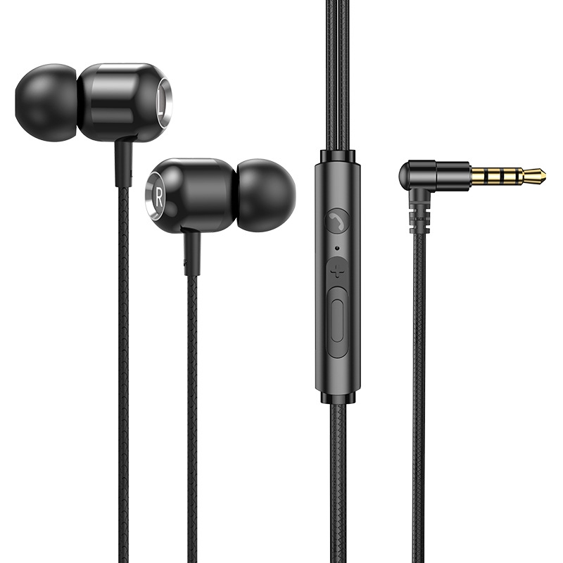 2 PCS TS6000 3.5mm Metal Elbow In-Ear Wired Control Earphone with Mic(Black) 2 PCS TS6000 3.5mm Metal Elbow In-Ear Wired Control Earphone with Mic(Black)